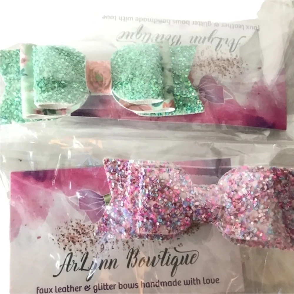 BRAND NEW HANDMADE SWEET SPARKLY GIRLS HAIR BOWS FLORAL SPARKLE SET OF 10